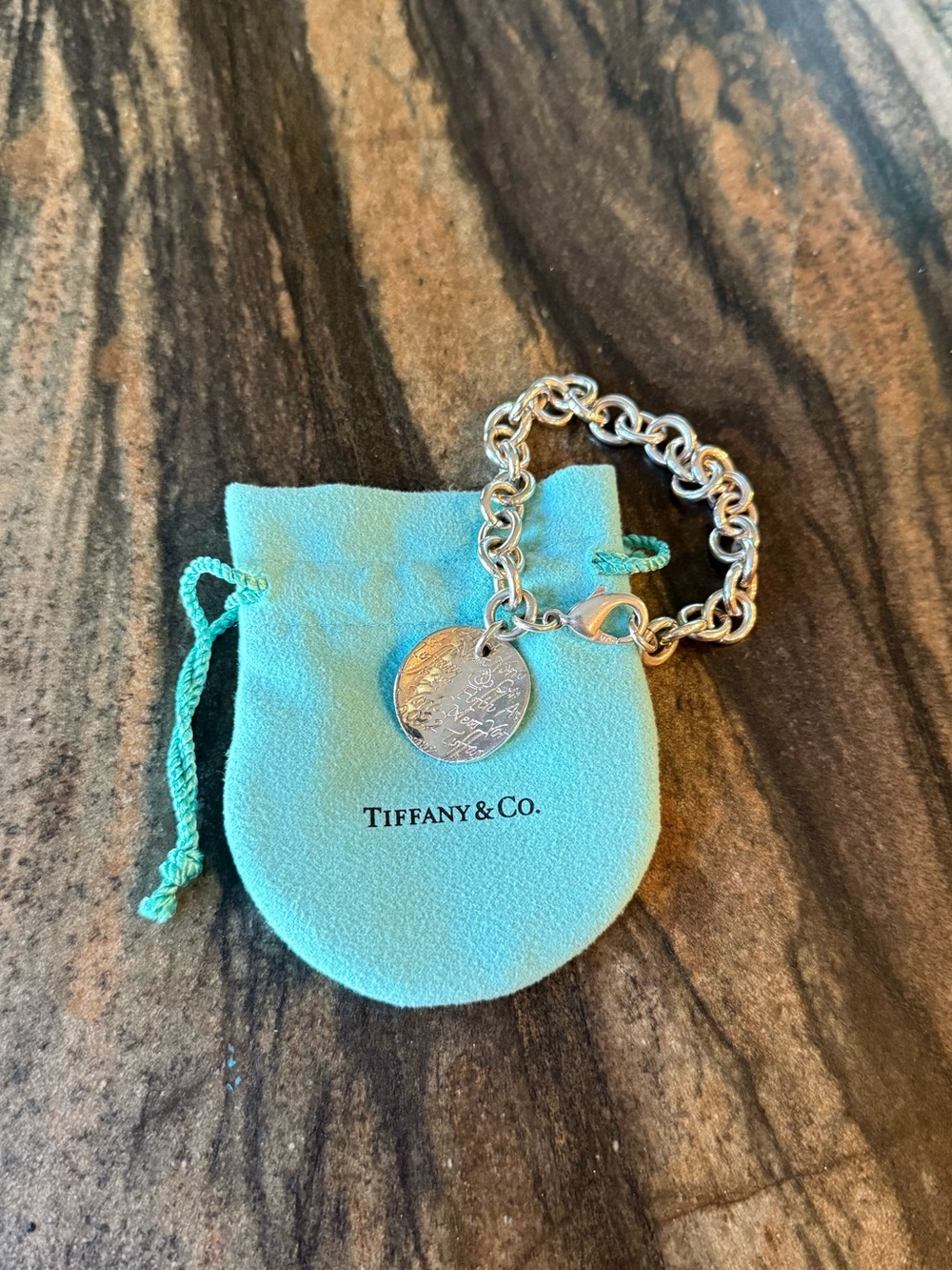 Tiffany & Co. Silver Tiffany Notes Tag Bracelet with Pouch